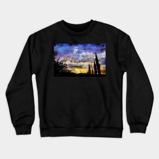 Cypress trees at sunset Crewneck Sweatshirt